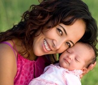 happy mother and baby
